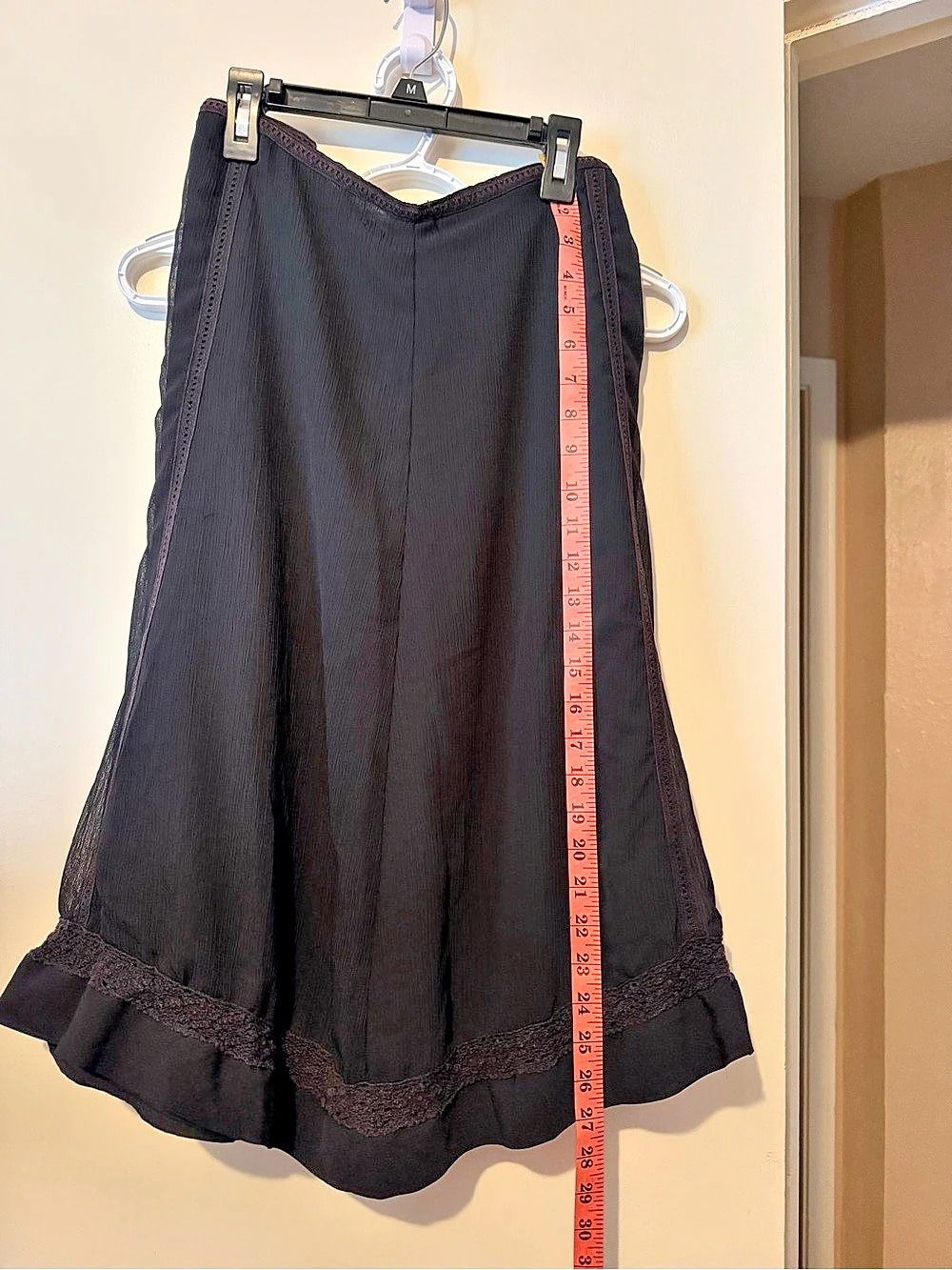 Black Lace Trim Maxi Skirt Like New